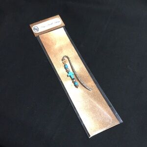 Metal Shepherd's Hook Bookmark w/Metal & Turquoise Magnesite Gemstone Beads